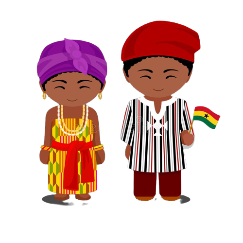 A cartoon picture of ghanaian people