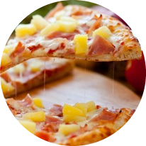 Pizza with pineapple topping